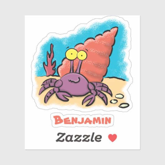 Grappig schattige paarse cartoon-heremietkrab sticker (Vel)