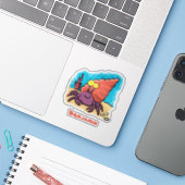 Grappig schattige paarse cartoon-heremietkrab sticker (Laptop met iPhone)