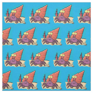 Grappig schattige paarse cartoon-heremietkrab stof
