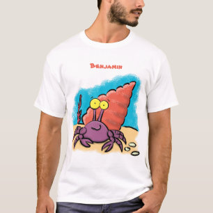 Grappig schattige paarse cartoon-heremietkrab t-shirt