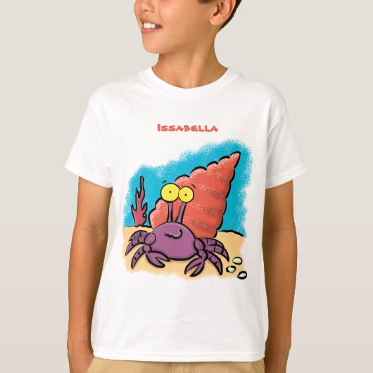Grappig schattige paarse cartoon-heremietkrab t-shirt (Voorkant)
