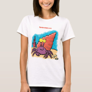 Grappig schattige paarse cartoon-heremietkrab t-shirt