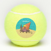 Grappig schattige paarse cartoon-heremietkrab tennisballen (Achterkant)