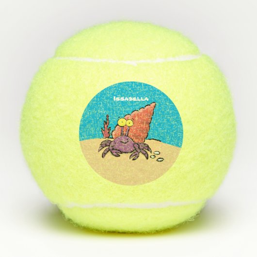 Grappig schattige paarse cartoon-heremietkrab tennisballen (Voorkant)