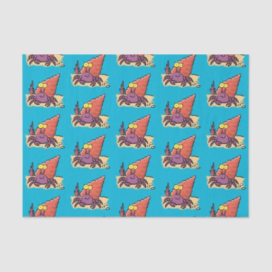 Grappig schattige paarse cartoon-heremietkrab tissuepapier (Voorkant)