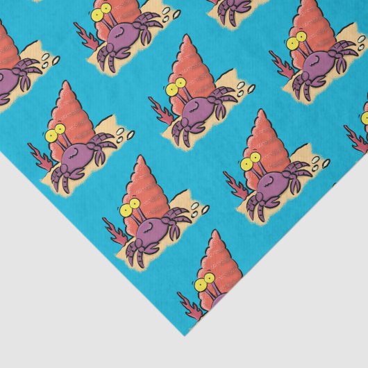 Grappig schattige paarse cartoon-heremietkrab tissuepapier (Detail)