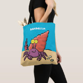 Grappig schattige paarse cartoon-heremietkrab tote bag (Dichtbij)