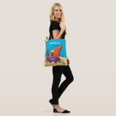 Grappig schattige paarse cartoon-heremietkrab tote bag (Op model)