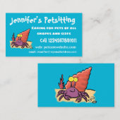 Grappig schattige paarse cartoon-heremietkrab visitekaartje (Voorkant / Achterkant)