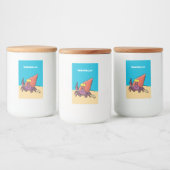 Grappig schattige paarse cartoon-heremietkrab voedselcontainer etiket (Flessen)