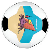 Grappig schattige paarse cartoon-heremietkrab voetbal (Gedraaid)