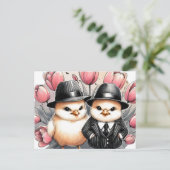 Grappig Schattige  paaskuikens roze tulpen Briefkaart (Staand voorkant)