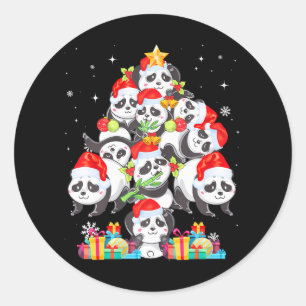 Grappig Schattige Panda Kerstboom Pet Panda Lover Ronde Sticker