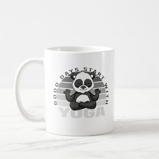 Grappig schattige panda met yoga. koffiemok (Links)