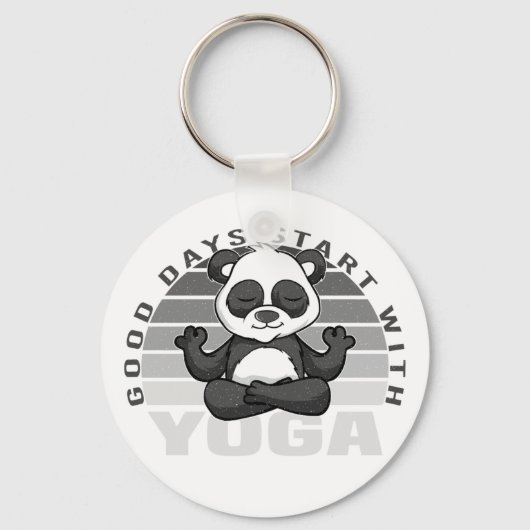 Grappig schattige panda met yoga. sleutelhanger (Voorkant)