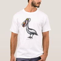 Grappig schattige pelikaan met woedende visT-shirt