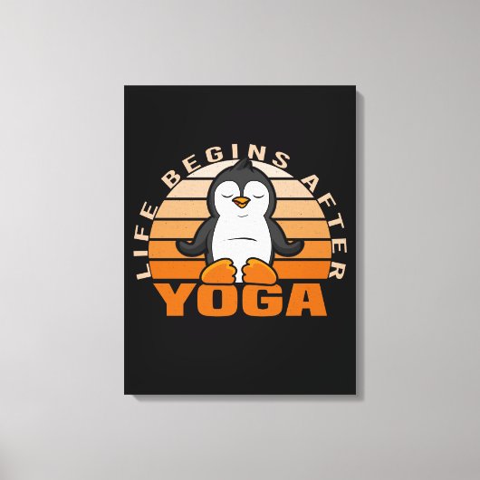 Grappig schattige pinguïn die yoga doet. canvas afdruk (Voorkant)