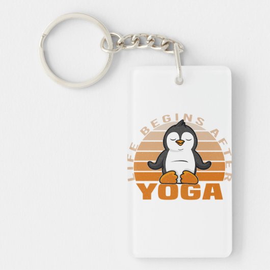Grappig schattige pinguïn die yoga doet. sleutelhanger (Voorkant)