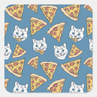 Grappig Schattige Pizza Cat Pattern Vierkante Sticker