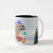 Grappig Schattige Poodle Dog Christmas Tweekleurige Koffiemok (Voorkant rechts)