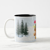 Grappig Schattige Poodle Dog Christmas Tweekleurige Koffiemok (Links)