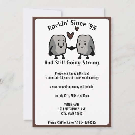 Grappig Schattige Rock Bruiloft Jubileum Vow Verni Kaart (Voorkant)