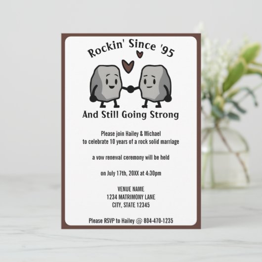 Grappig Schattige Rock Bruiloft Jubileum Vow Verni Kaart (Staand voorkant)