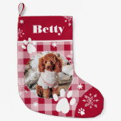 Grappig schattige rode hond met kersthondje kleine kerstsok (Voorkant)