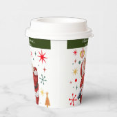 Grappig Schattige Rood en Groen Monogram Kerstman Papieren Bekers (Rechts)