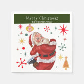 Grappig Schattige Rood en Groen Monogram Kerstman Servet (Voorkant)