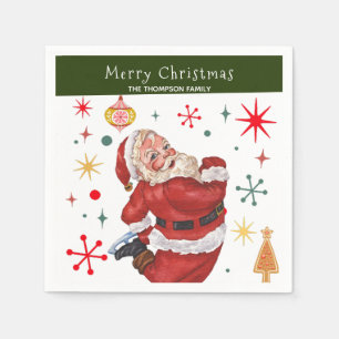 Grappig Schattige Rood en Groen Monogram Kerstman Servet