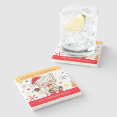 Grappig Schattige Rood Groen Monogram Kerstmis San Stenen Onderzetter (Zijkant)