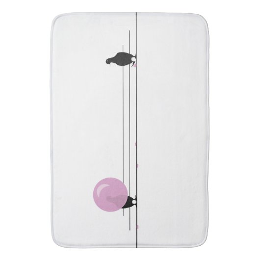 Grappig Schattige Roze Bubble Gum Vogels Op Een Dr Badmat (Voorkant Verticaal)