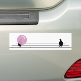 Grappig Schattige Roze Bubble Gum Vogels Op Een Dr Bumpersticker