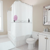 Grappig Schattige Roze Bubble Gum Vogels Op Een Dr Douchegordijn (In situ)