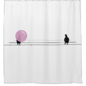 Grappig Schattige Roze Bubble Gum Vogels Op Een Dr Douchegordijn (Voorkant)