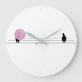 Grappig Schattige Roze Bubble Gum Vogels Op Een Dr Grote Klok (Voorkant)