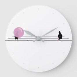 Grappig Schattige Roze Bubble Gum Vogels Op Een Dr Grote Klok