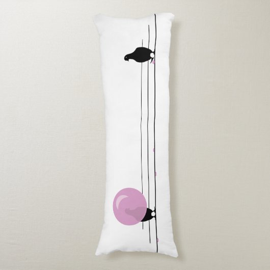 Grappig Schattige Roze Bubble Gum Vogels Op Een Dr Lichaamskussen (Voorkant Verticaal)