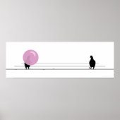 Grappig Schattige Roze Bubble Gum Vogels Op Een Dr Poster (Voorkant)