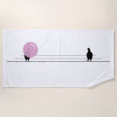 Grappig Schattige Roze Bubble Gum Vogels Op Een Dr Strandlaken (Voorkant)