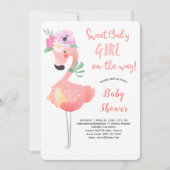 Grappig schattige roze flamingo baby shower kaart (Voorkant)