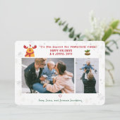 Grappig Schattige Rudolph 2 foto's Minimalistisch Feestdagenkaart (Staand voorkant)