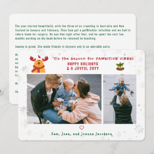 Grappig Schattige Rudolph 2 foto's Minimalistisch  Feestdagenkaart