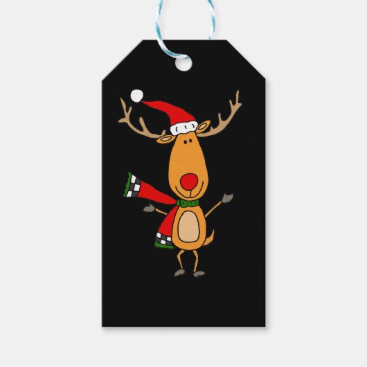 Grappig Schattige Rudolph roodneusrendier Cadeaulabel (Voorkant)