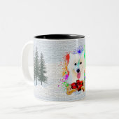 Grappig Schattige Samoyed Dog Christmas Tweekleurige Koffiemok (Voorkant links)