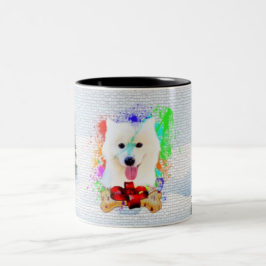 Grappig Schattige Samoyed Dog Christmas Tweekleurige Koffiemok (Center)
