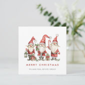 Grappig Schattige Santa Gnomes Christmas Corporate Feestdagenkaart (Staand voorkant)