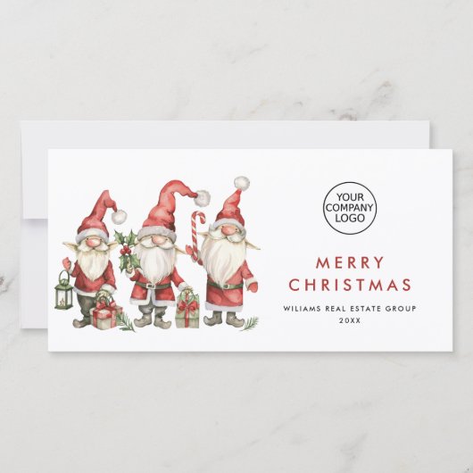 Grappig Schattige Santa Gnomes Christmas Corporate Feestdagenkaart (Voorkant)