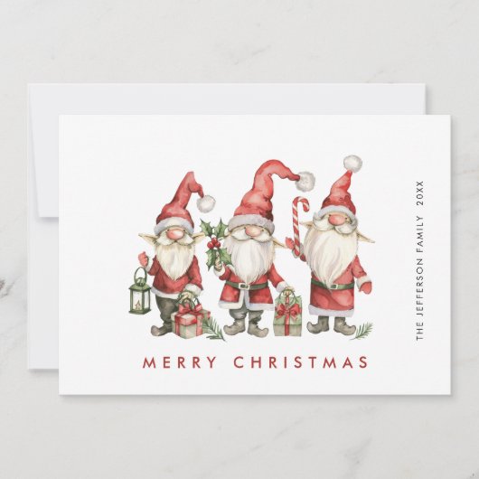 Grappig Schattige Santa Gnomes Christmas Feestdagenkaart (Voorkant)